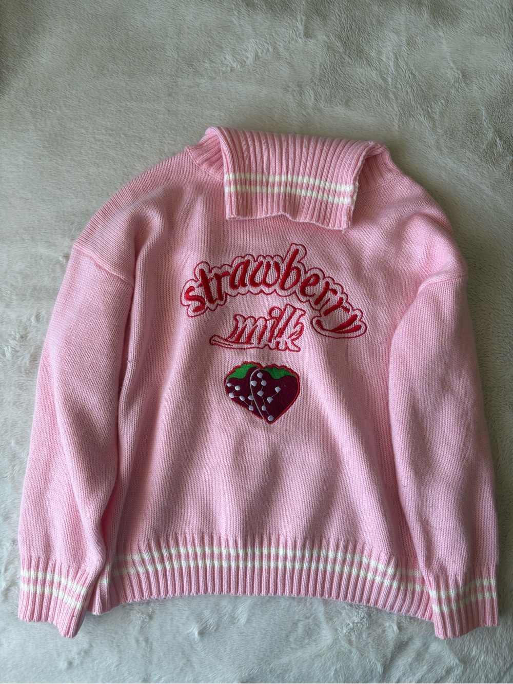 Strawberry Milk Pink Graphic Knit Sweater